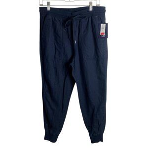 Gap Women's Size M Pull On Linen Blend Navy Blue Jogger Pants Costal Casual